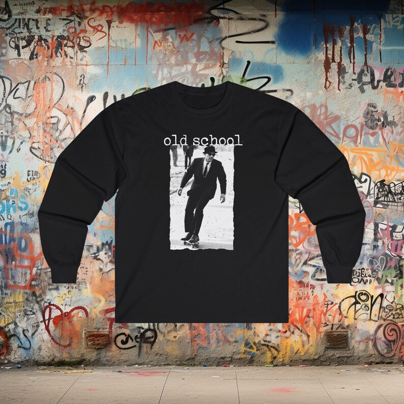 Skateboard Shirt Old School Retro Skater Tee Vintage Hipster Streetwear 90s Style Gift for Skateboarders Kids XS to Adult 5X Hoodie Ladies Long Sleeve Tee