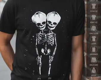 Two Headed Skeleton T-Shirt – Macabre Goth Punk Graphic Tee