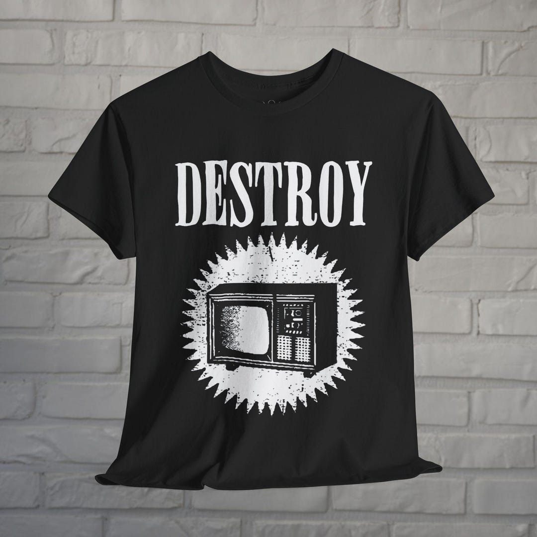 Punk Destroy Punk Destroy TV Shirt Vintage Television Graphic Tee Retro TV Punk Rock ...