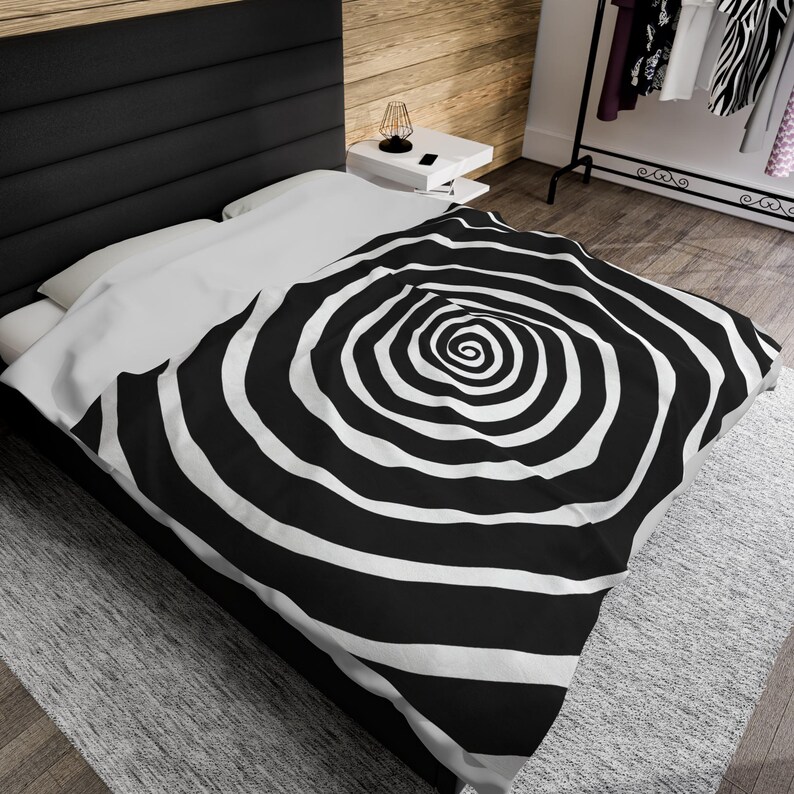 Gothic Spiral Blanket - Contemporary Abstract Plush Throw - Soft Velveteen Blanket for Home Decor - Available in 2 Sizes image 9
