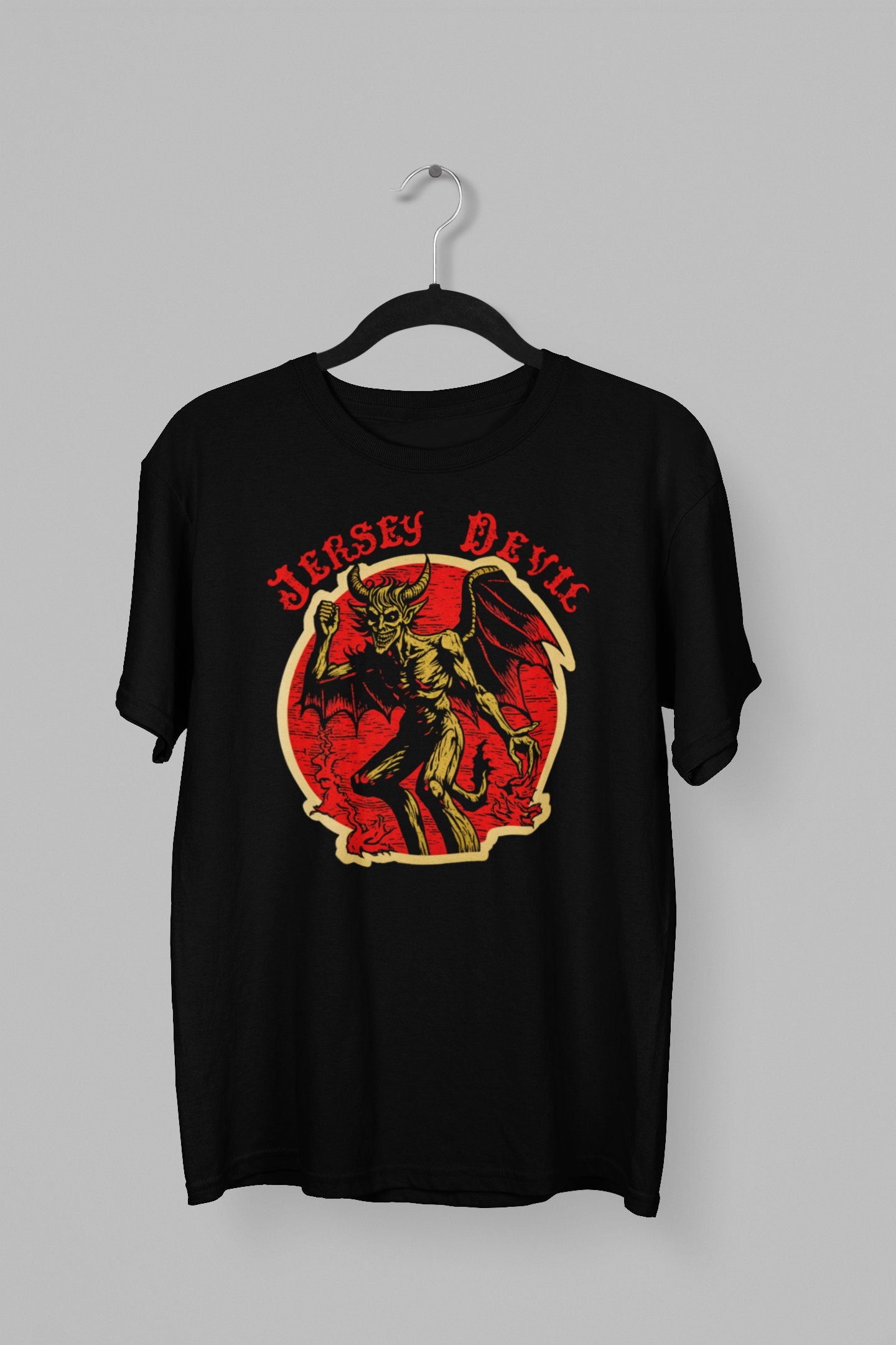 Retro Jersey Devil Graphic Tee, Gothic Style Shirt, Cryptid 