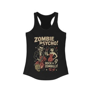 Psychobilly T-Shirt Zombie Rockabilly Tee Upright Bass Graphic Shirt Tee Horror Punk Gift For Fan Unisex Ladies Long Sleeve Hoodie Racerback Tank Top