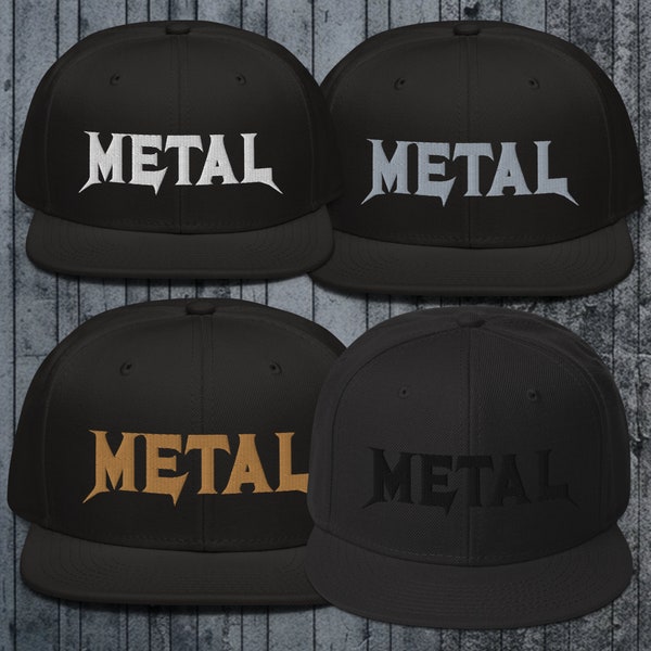 Heavy Metal Hat, 3d Puff Embroidered Snapback Hat, Your Choice Thread Color, Ball Cap, Adjustable, Unisex, Rock, Punk, Gift for Metalheads
