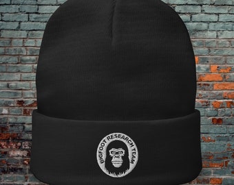 BIGFOOT RESEARCH TEAM Beanie | Embroidered Unisex Winter Cap | Sasquatch Yeti Cryptid Enthusiast Hat | Unique Cryptozoology Gear | Headwear