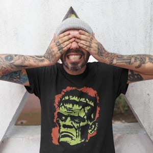 Frankenstein Shirt Horror T-shirt Classic Monster T-Shirt Frankensteine Halloween Geschenk für Vintage Horror Fans Unisex Damen Langarm Hoodie