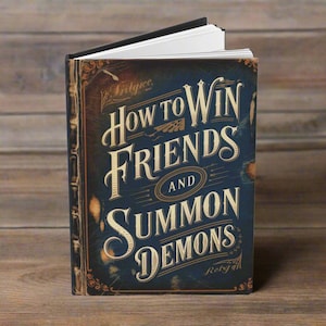 May include: A blue and gold book with the title "How to Win Friends and Summon Demons" by Intrigue.