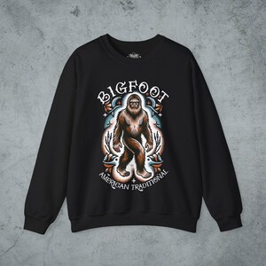 Bigfoot T Shirt Tattoo Style Shirt Traditional Sasquatch Tee Hoodie Long Sleeve Ladies Top Old School Cryptid Graphic Gift For Cryptid Fan Crewneck Sweatshirt