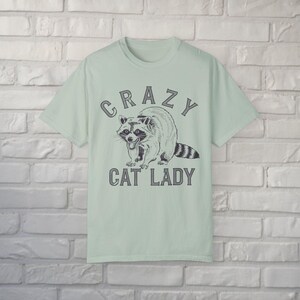Crazy Cat Lady Shirt Funny Raccoon Tee Comfort Colors Graphic T-Shirt Animal Lover Retro Vintage Aesthetic Gift For Pet Owners Bay