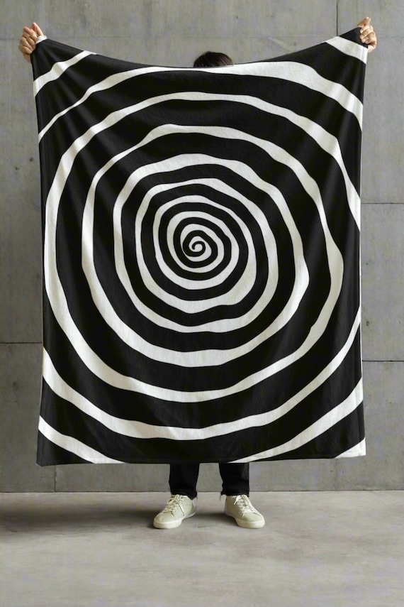 Gothic Spiral Blanket - Contemporary Abstract Plush Throw - Soft Velveteen Blanket for Home Decor - Available in 2 Sizes