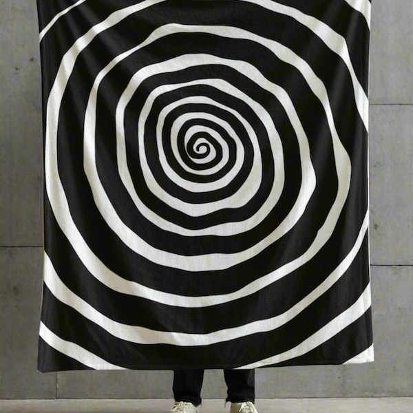 Gothic Spiral Blanket - Contemporary Abstract Plush Throw - Soft Velveteen Blanket for Home Decor - Available in 2 Sizes