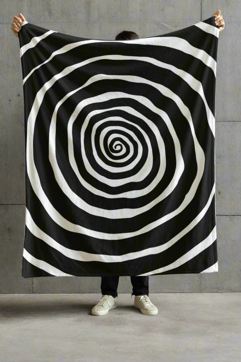Gothic Spiral Blanket - Contemporary Abstract Plush Throw - Soft Velveteen Blanket for Home Decor - Available in 2 Sizes image 1