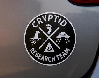 Cryptid Research Team Sticker Vinyl Badge Decal Bigfoot UFO Nessie Laptop Sticker Paranormal Aesthetic Gift For Cryptid Hunters