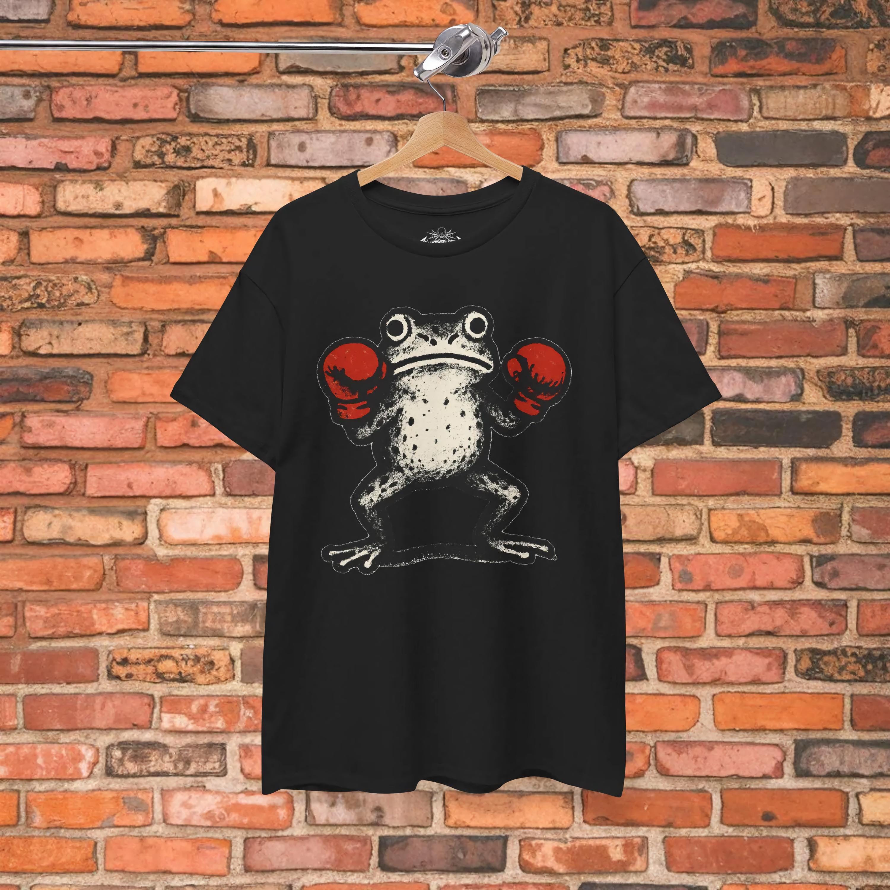 Boxing Frog T-shirt Fighting Toad Black Tee Funny Amphibian Shirt ...