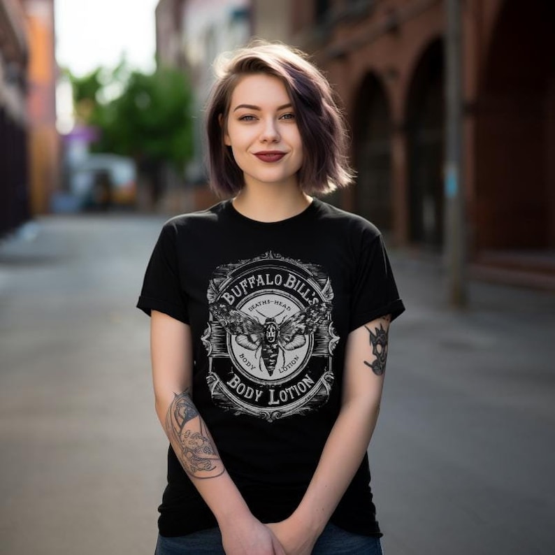 Horror Movie T-shirt Buffalo Bill Shirt Lotion Tee Silence of Lambs Parody Shirt Funny Gift Horror Fans Unisex Ladies Long Sleeve Hoodie image 1