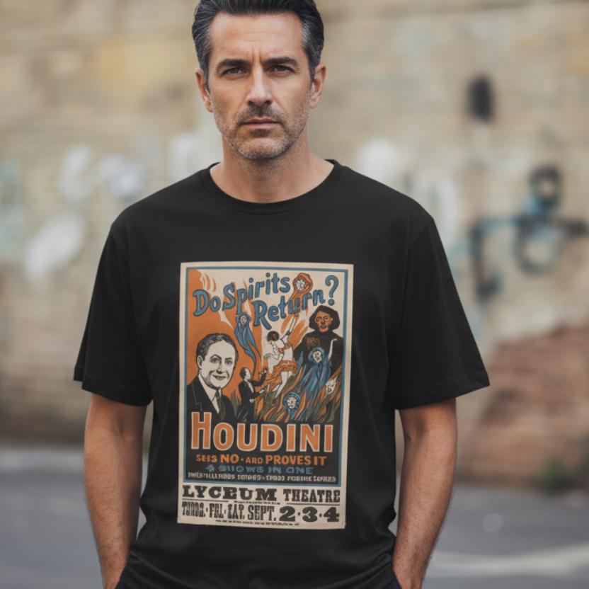 Houdini T-shirt | Do Spirits Return Poster Tee | Bella Canvas