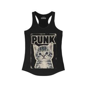 Punk Kitten T-shirt | Bella Canvas Shirt | Punk Rock Cat Kitty Tee | Feline Rebel Top | Goth Pet Lover Gift | Black Shirt Ladies Hoodie Tank imagen 7