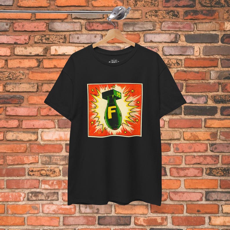 F Bomb Graphic Shirt Funny Swear TShirt Punk Style Retro Humor Top Cuss Word Gift For Dad Husband Friend Unisex Ladies Long Sleeve Hoodie Fitted Tee - Bella+