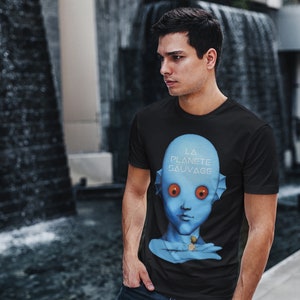 Camiseta Le Planète Sauvage - Negro, Cuello Redondo, Manga Corta, Estampado Floral Y Vintage, Corte Holgado