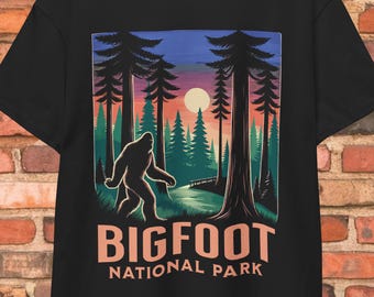 Bigfoot T-shirt National Park Shirt Sasquatch Cryptid Tee Monster Lore Cryptozoology Gift for Hikers Campers and Bigfoot Fans