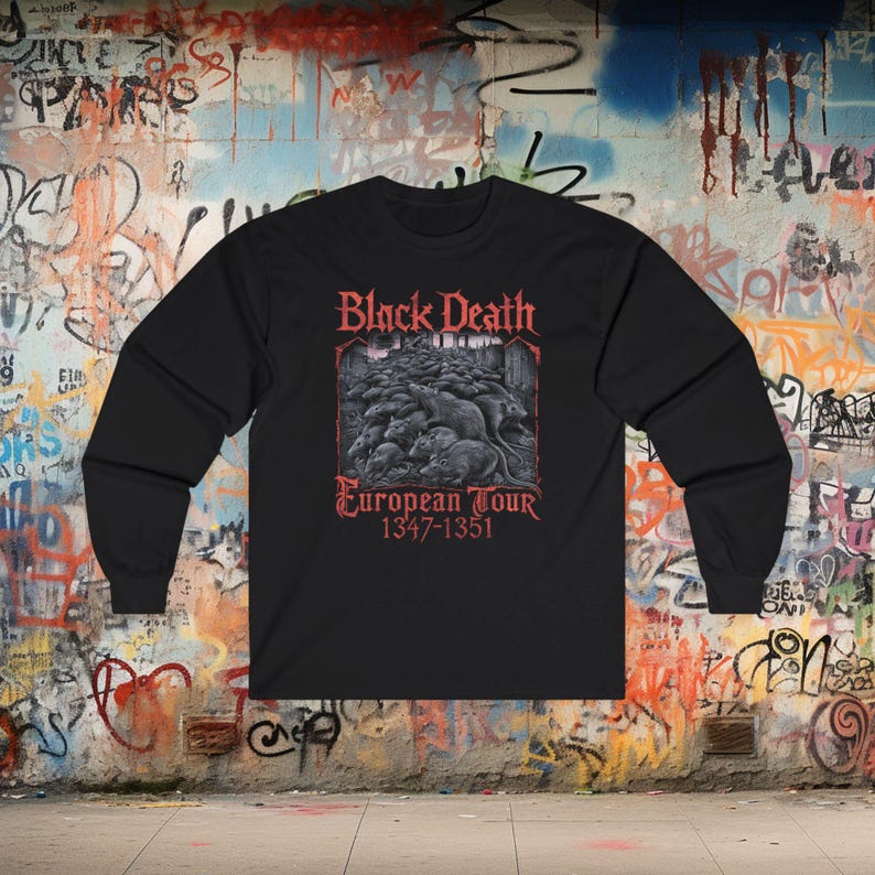 Black Death European Tour T-shirt | Ladies | Sweatshirt Hoodie Metal Tee | Dark Humor Gothic Unisex Shirt | Medieval History Shirt | Bella+ image 8