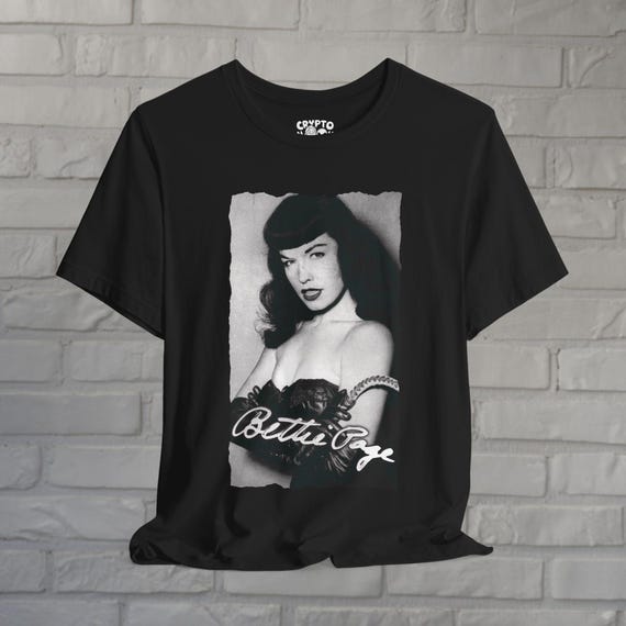 Bettie Page T-shirt Black Burlesque Pin-up Goth Shirt Retro