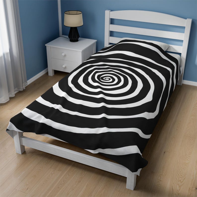 Gothic Spiral Blanket - Contemporary Abstract Plush Throw - Soft Velveteen Blanket for Home Decor - Available in 2 Sizes image 8