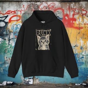 Punk Kitten T-shirt | Bella Canvas Shirt | Punk Rock Cat Kitty Tee | Feline Rebel Top | Goth Pet Lover Gift | Black Shirt Ladies Hoodie Tank imagen 8