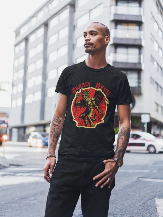 Retro Jersey Devil Graphic Tee, Gothic Style Shirt, Cryptid