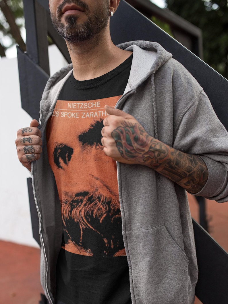 Nietzsche Tee Philosophy Shirt Zarathustra Book Shirt Nihilism Style Friedrich Nietzsche Tee Gift XS-5X Unisex Ladies Long Sleeve Hoodie image 3