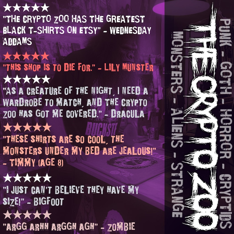 Maglietta Mothman Maglietta nera Notte stellata Maglietta Cryptid Maglietta Gothic Punk Horror Mothman Rockabilly Regalo per fan Cryptid Bigfoot Mothman immagine 7