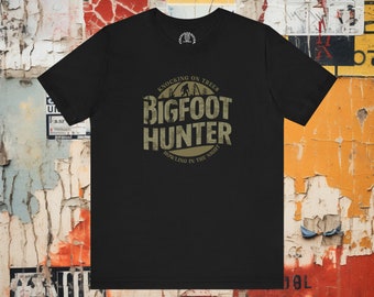 Bigfoot Hunter T-Shirt | Cryptid Cryptozoology Tee | Outdoors Sasquatch Shirt | Mothman Mythology Top | Adventure Seeker Apparel