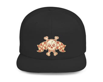 Gorra de carreras punk con calavera bordada, estilo snapback, bandera a cuadros, estilo motero, visera plana, estilo rockabilly vintage, regalo para amantes de los coches.