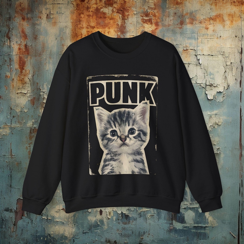 Punk Kitten T-shirt | Bella Canvas Shirt | Punk Rock Cat Kitty Tee | Feline Rebel Top | Goth Pet Lover Gift | Black Shirt Ladies Hoodie Tank Sweatshirt