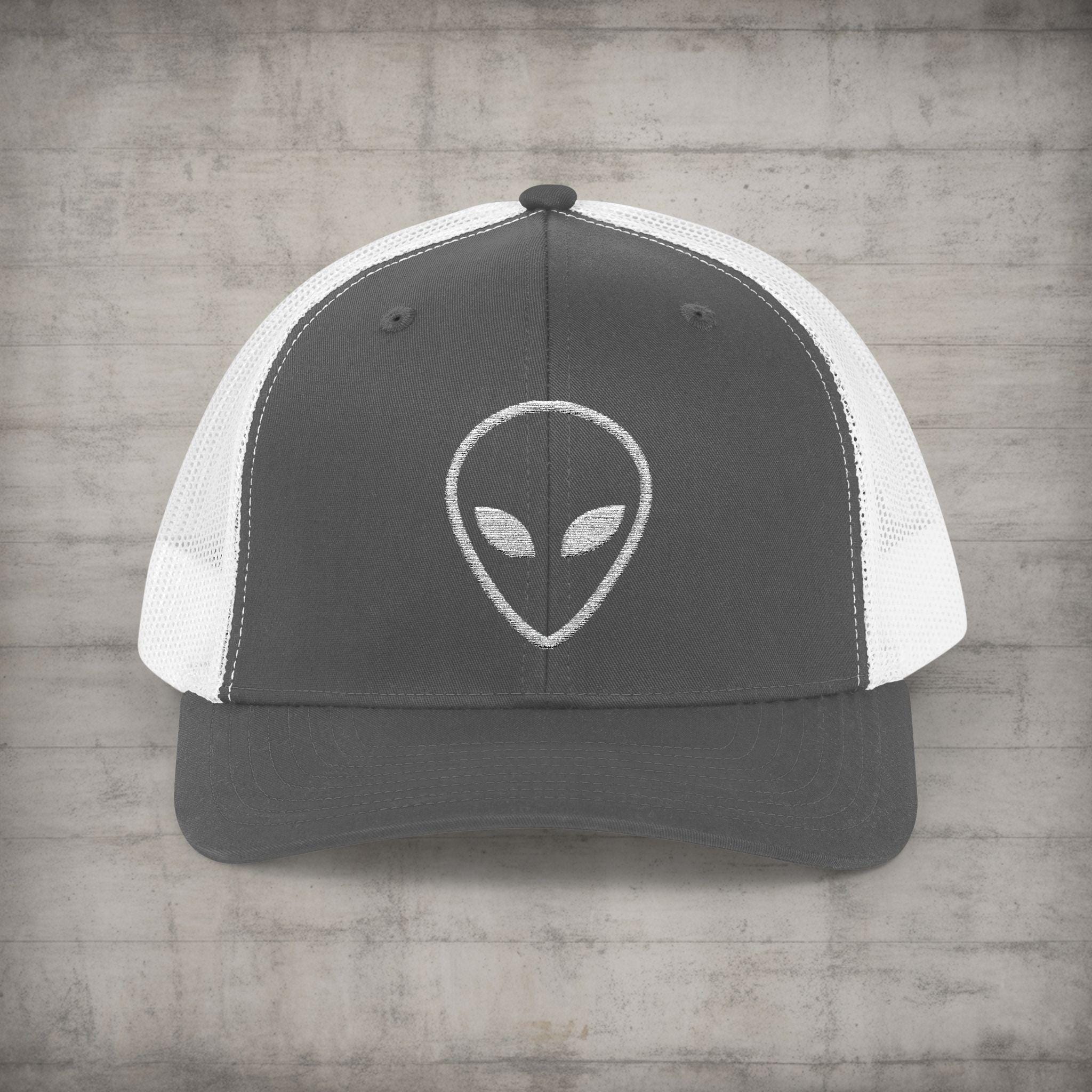 Alien Trucker Hat Embroidered UFO Hat Meshback Cap Black Hat Cosmic ...
