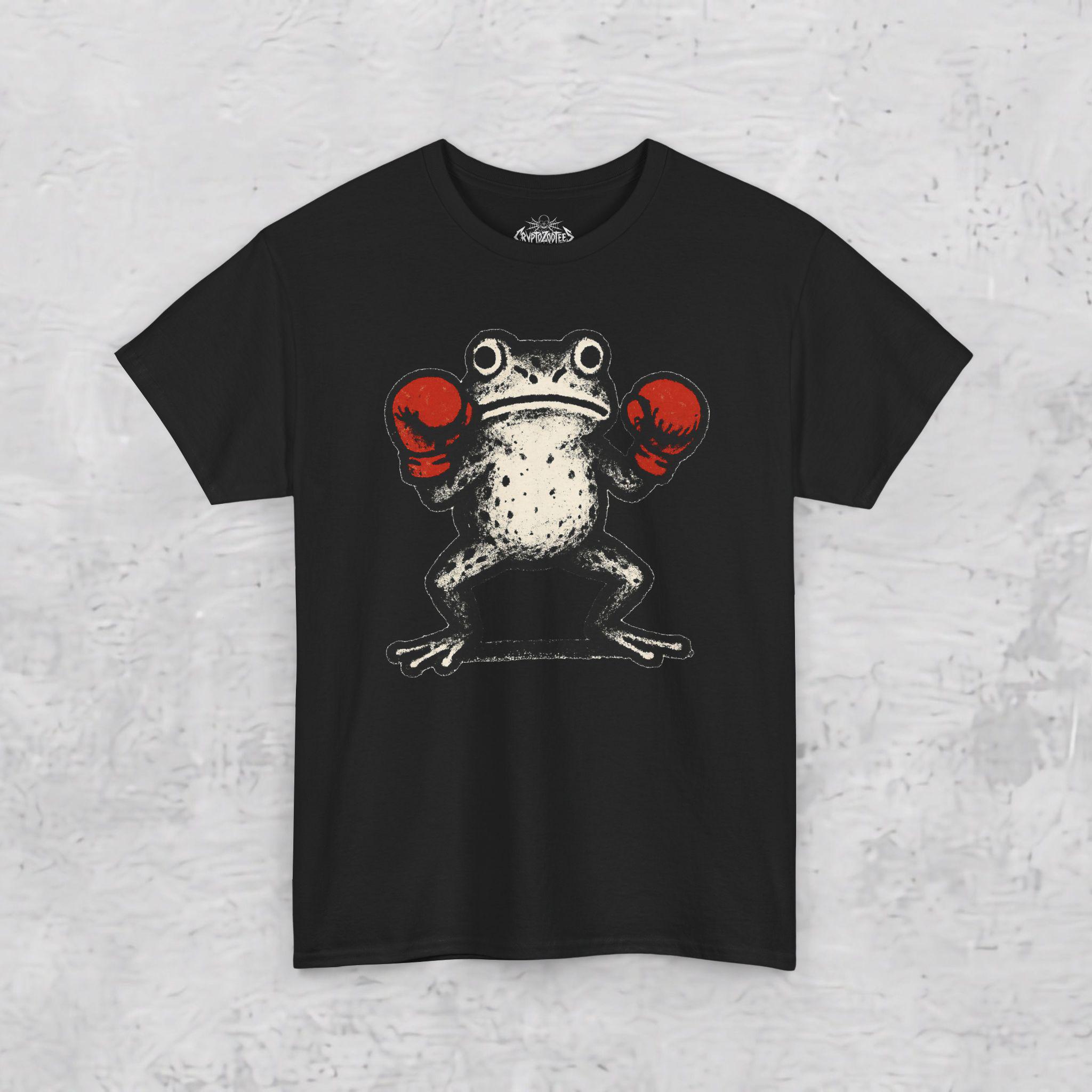 Boxing Frog T-shirt Fighting Toad Black Tee Funny Amphibian Shirt ...