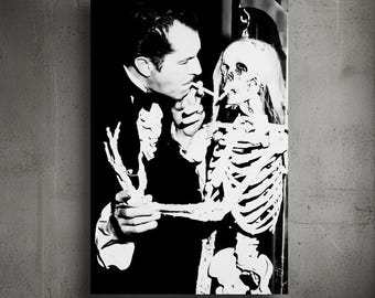 Vincent Price Poster Horror Wall Art Black Gothic Print Skeleton Decor Spooky Movie Art Creepy Home Style Gift For Horror Fan