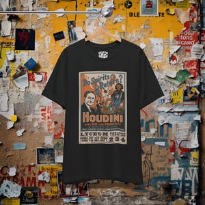 Houdini T-shirt | Do Spirits Return Poster Tee | Bella Canvas Unisex Top | Magic Show Shirt | Vintage Magician Apparel | Escape Artist Gear image 5