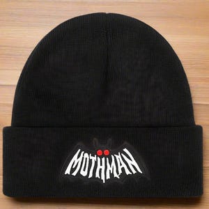 Mothman Beanie Hat | Cryptid Winter Hat | Cozy Gothic Beanie | Paranormal | Spooky Beanie for Fans | Mothman Lover Gift | Cryptozoology
