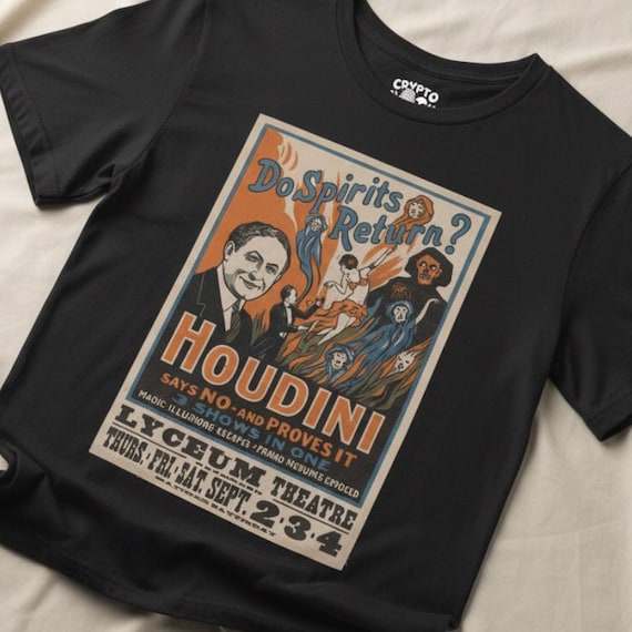 Houdini T-shirt | Do Spirits Return Poster Tee | Bella Canvas Unisex Top | Magic Show Shirt | Vintage Magician Apparel | Escape Artist Gear