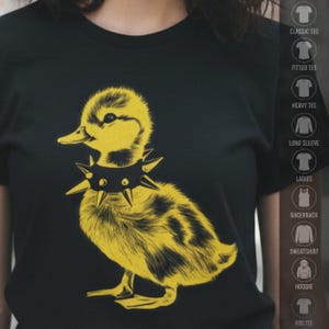 Punk T-shirt Baby Duck Graphic Black Tee Emo Punk Teen Spiked Collar Shirt Alt Fashion Gift Punk Rock Shirt Unisex Ladies Long Sleeve Hoodie