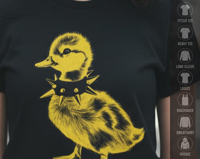 Punk T-shirt Baby Duck Graphic Black Tee Emo Punk Teen Spiked Collar Shirt Alt Fashion Gift Punk Rock Shirt Unisex Ladies Long Sleeve Hoodie