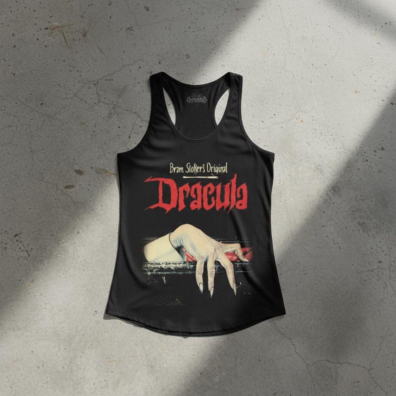 Dracula T-Shirt Vampire Graphic Tee Bram Stoker Shirt Dracula Horror Goth Vampire Halloween Gift Unisex Ladies Long Sleeve Hoodie Kids Racerback Tank Top