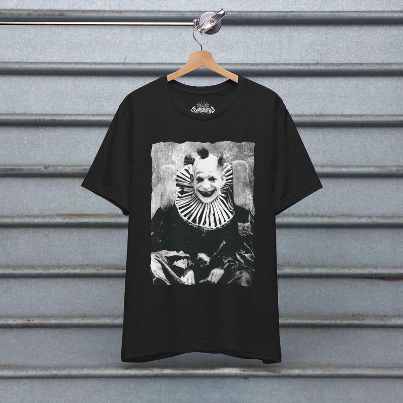 Creepy Clown Shirt Vintage Punk Tee Goth Clothing Metal Macabre Horror Circus Halloween Gift Unisex Ladies Tank Top Long Sleeve Hoodie image 10