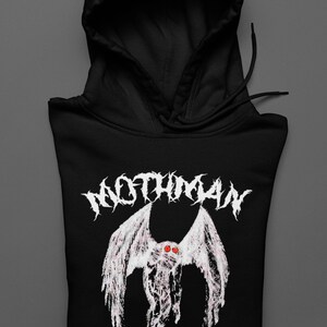 Mothman Shirt Spooky Cryptid Tee Gothic Horror Paranormal Top Punk Aesthetic Point Pleasant WV Gift for Mothman Lovers HOODIE