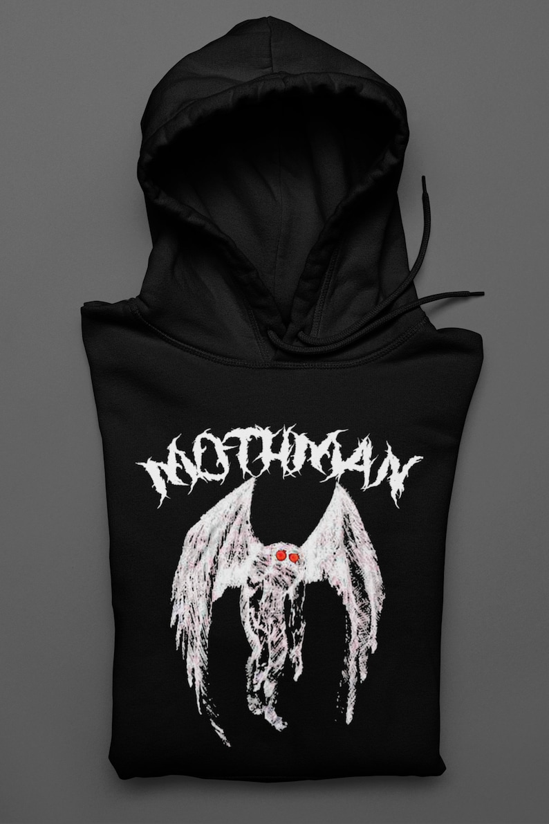 Mothman Shirt Spooky Cryptid Tee Gothic Horror Paranormal Top Punk Aesthetic Point Pleasant WV Gift for Mothman Lovers HOODIE