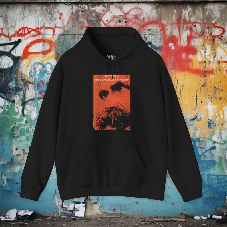Nietzsche Tee Philosophy Shirt Zarathustra Book Shirt Nihilism Style Friedrich Nietzsche Tee Gift XS-5X Unisex Ladies Long Sleeve Hoodie Hoodie