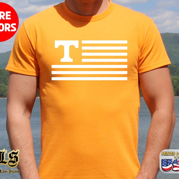 Tennessee American Flag Shirt, T Flag Shirt, Tennessee T, Tennessee VOLS, Tennessee Flag Shirt, TN VOLS, Birthday Gift, Anniversary Gift