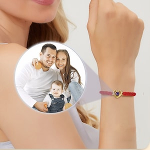 Bracelet de projection photo personnalisé, cadeau fête des pères pour lui, bracelet en corde tressée fait main, bracelet photo personnalisé, bracelets pour couple image 8