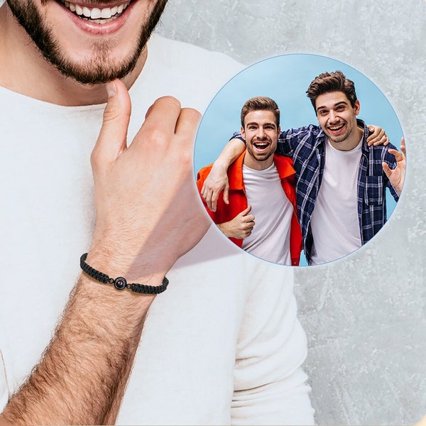 Personalisiertes Fotoprojektionsarmband Muttertagsgeschenk für Mama Handgemachtes geflochtenes Seilarmband Benutzerdefinierte Fotoarmband Paararmbänder