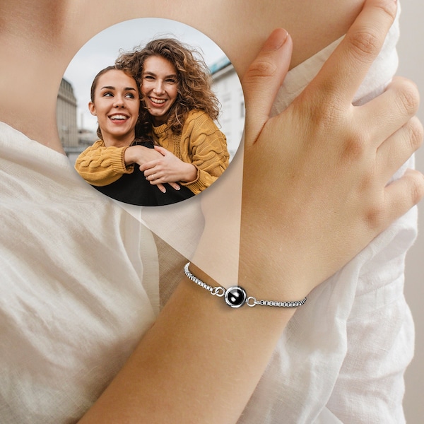 Custom Photo Projection Charm Bracelet for Woman - Personalized Memory Gift Picture Bracelet - Mothers Day Gifts for Mom